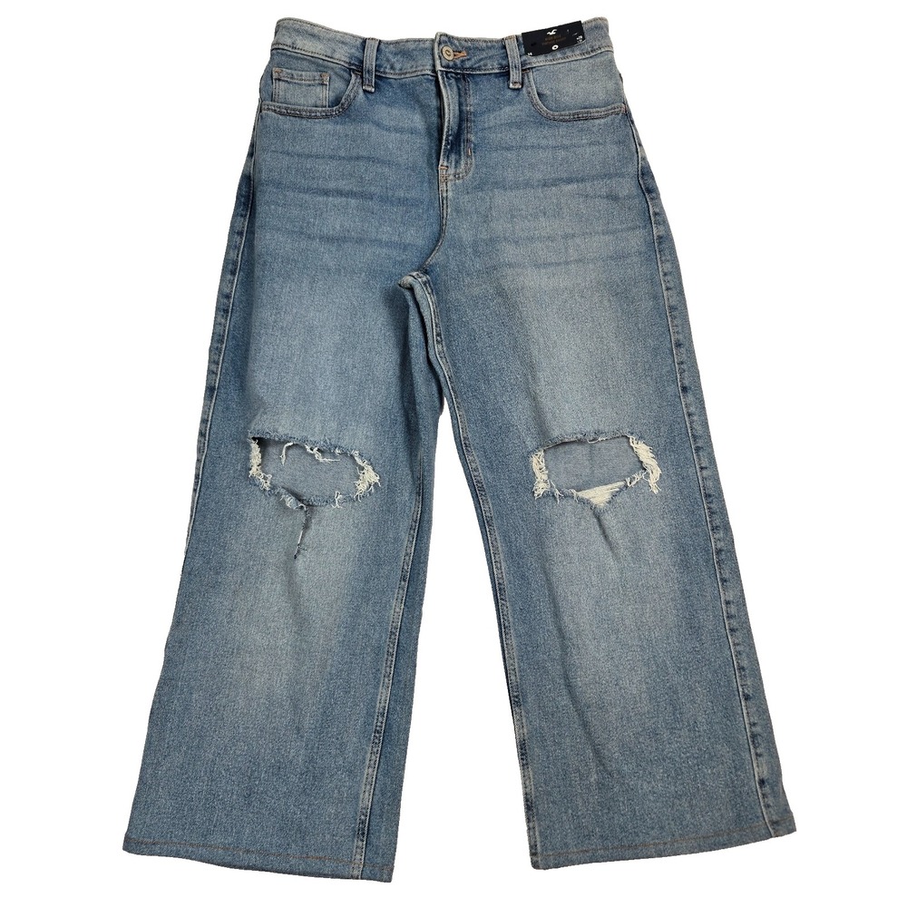 Hollister Distressed Blue Vintage Jeans 29x31 High Rise Baggy Women's Size 9 NWT